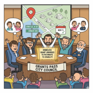 Read more about the article Grants Pass City Council Proceeds with Pathways to Stability Homeless Grant