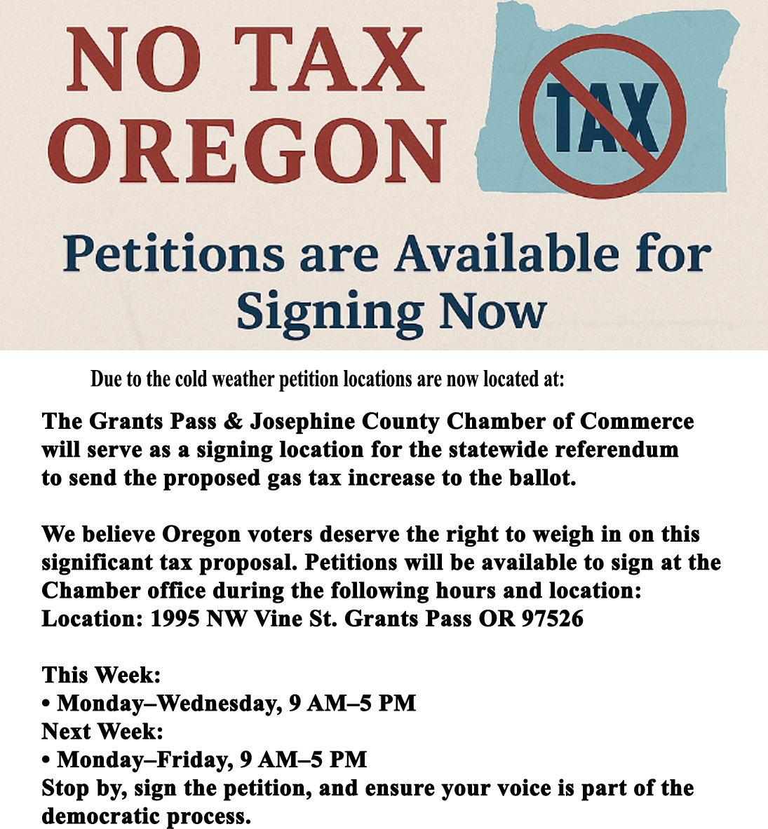 Read more about the article No Tax Oregon, Petitions are ready for Signing